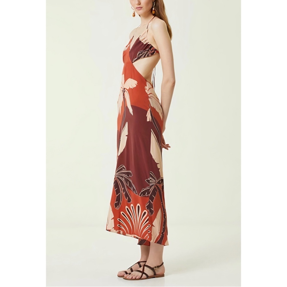 Johanna Ortiz Midi Silk Halter Agustina Paradise City Cut-Out Dress - Picture 4 of 7